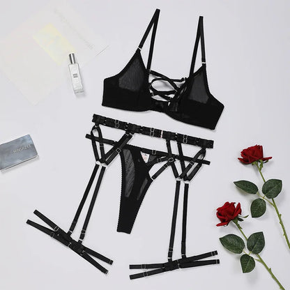 Diccvicc Lingerie Women Set Bandage Bra Fancy Garter Belt Ethical Very Thin Underwear Uncensored Erotic Outfit Intimate Clothing