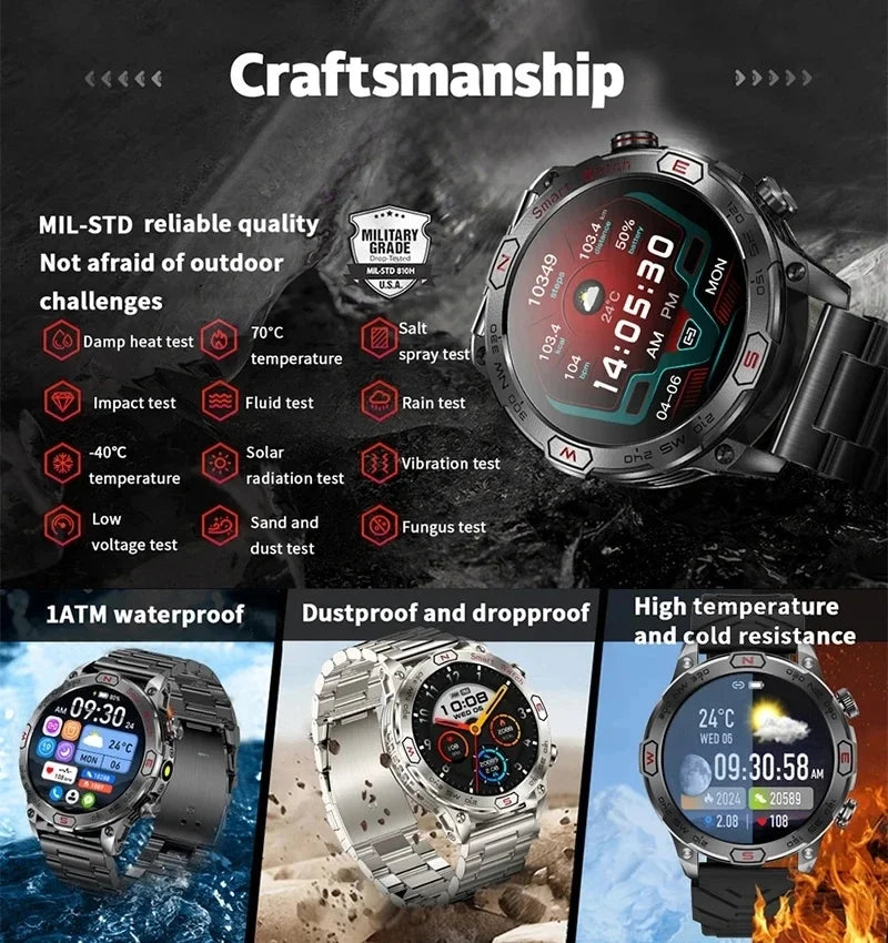 For Huawei Xiaomi Outdoor Sport GPS Smart Watch Men 1.43'' 466*466 HD AMOLED Screen IP68 Waterproof Bluetooth Call Smart Watches