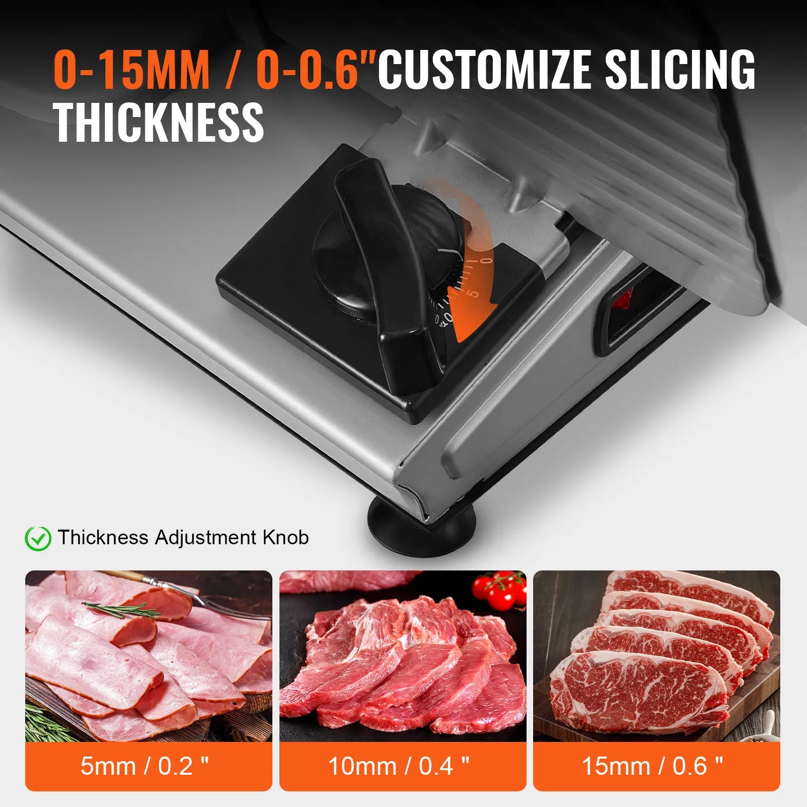 SucceBuy Meat Slicer Electric Deli Food Slicer SUS 420 Stainless Steel Blade and Blade Guard Adjustable Thickness for...