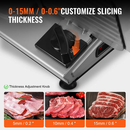 SucceBuy Meat Slicer Electric Deli Food Slicer SUS 420 Stainless Steel Blade and Blade Guard Adjustable Thickness for...