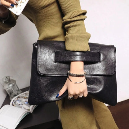 New Zipper Handheld Evening Banquet Bag Simple PU Leather Shoulder Bag Large Capacity Message Bag Women