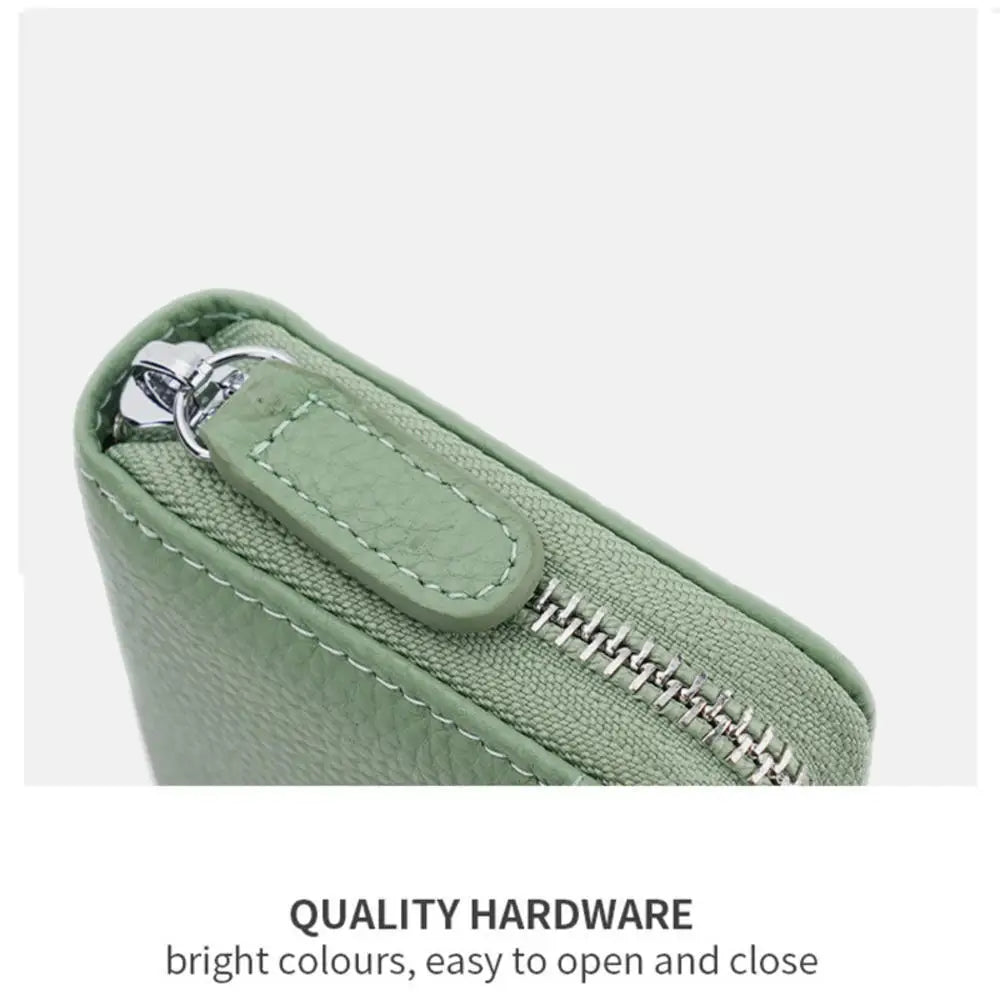 Credit Card Holder Wallet Rfid Blocking Slim Genuine Leather Organizer Zipper Pocket Id Card Pouch Case Purse With 20 Card Slots