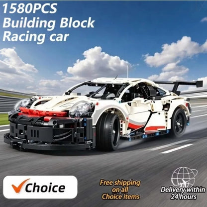 New 1580PCS Remote Control Car Building Set 1:10 Technical Sport Racing Car Building with Motor and Led Light Kit Toy Adult Gift