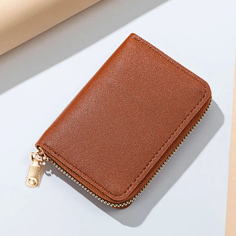 1pc Organ Card Bag Korean Edition Portable Women's Short Bank Card Cover Business Card Clip Zipper Vertical Handheld Bag - Kimlud