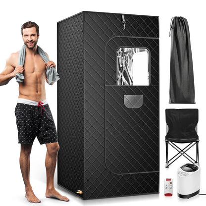 Full Body Home Steam Sauna Set 2.6L Large Steam Pot One Person Sauna Spa with Time Temperature Remote Control Detox Therapy