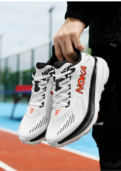 Marathon Carbon Plate Air Cushion Men Sports Running Shoes Breathable Lightweight Women's Comfortable Athletic Nonskid Sneakers - Kimlud