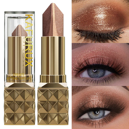 Two color Eye Shadow Stick Velvet Shimmer Eye Makeup Durable Waterproof Eyeshadow &Lipstick Glitter Contour,Highlight for Women