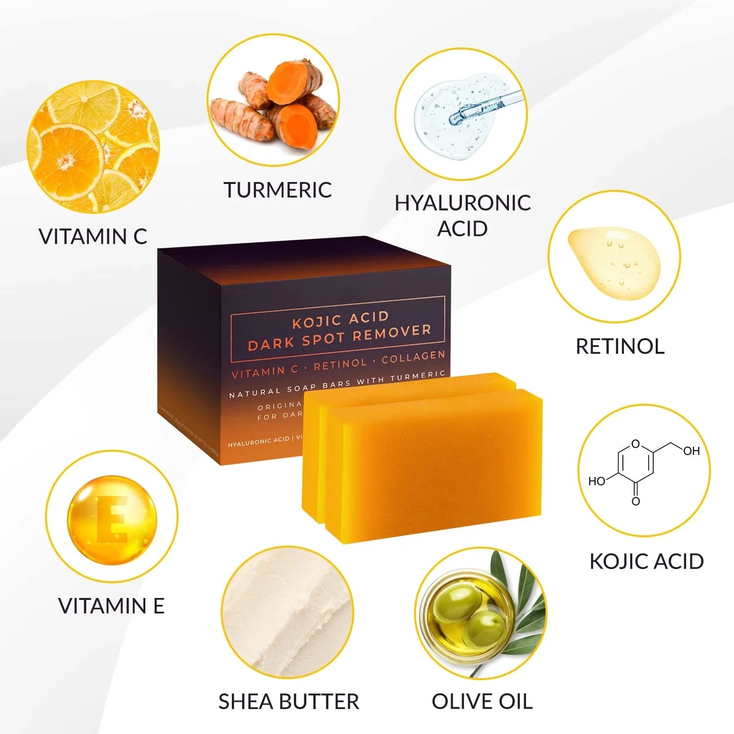 Kojic Acid Dark Spot Remover Whitening Soap Handmade Skin Care Deep Cleaning Moisturizing Cleansing Essential Soap...