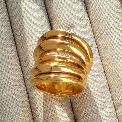 Fashion Square Natural Stone Crystal Ring Gold Color Metal for Women Brass Jewelry  2024 Light Luxury European And American