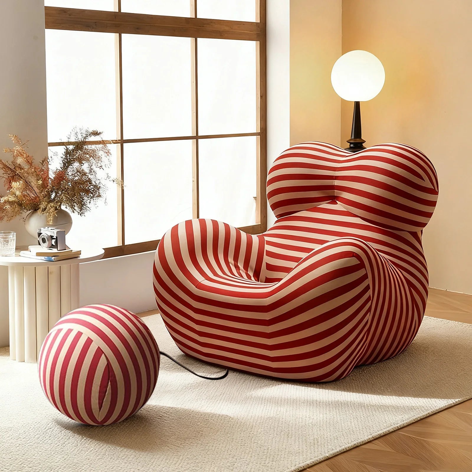 Bean Bag Chair for Adults,MemoryFoam Sofa，Floor Reading Chair withOttoman，Comfy Single Living Room Couch,Boneless Chair