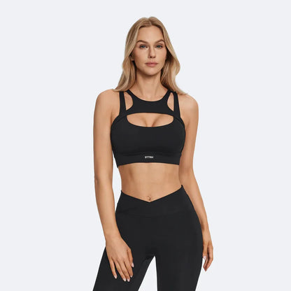 BetterMe Sexy Hollow Sports Bra Gym Woman Push Up High Impact Shockproof Underwear Naked Fitness Crop Top Mujer Workout Yoga Bra