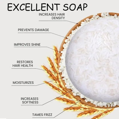 Organic Rice Shampoo Soap Bar Oil Free Conditioning Soap Rice Water Protein Nourishing Anti-loss Hair Hair Growth Soap Bar - Kimlud