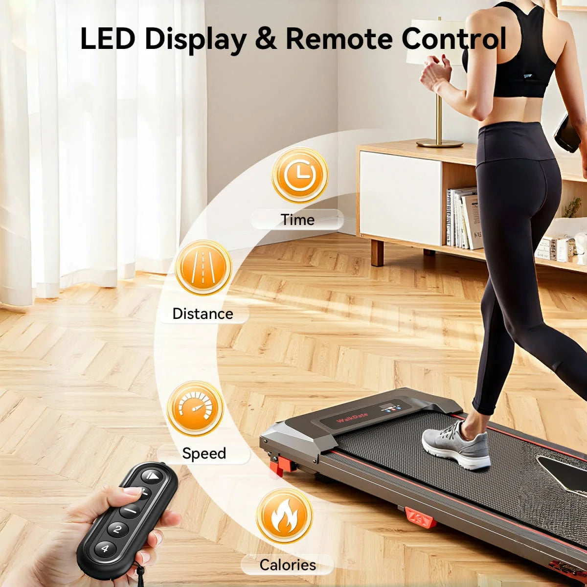 Bestgod Folding Electric Treadmill Walking Pad 8 km/h, 2.5HP, Wide Running Belt 40 cm, Remote Control and LCD Display -...