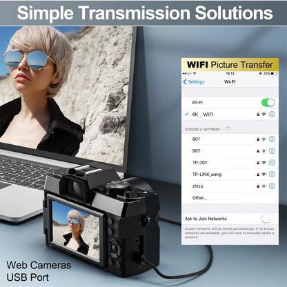 NBD 48MP Digital Cameras for Photography with WiFi & App Control,4K Autofocus Vlogging Camera , Anti-Shake, Dual...