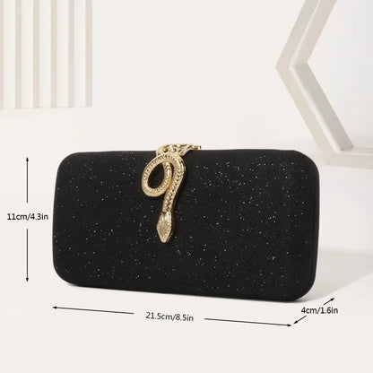 Classic Snake Buckle Evening Purse Women's Sparkling Clutch Bag Annual/wedding Party Handbag Elegant Square Box Bag...