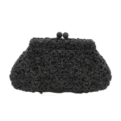 Boutique De FGG (in stock) Flower Crown Clutch Silver Crystal Evening Handbag Women Party Prom Bag Bridal Clutches Wedding Purse - Kimlud