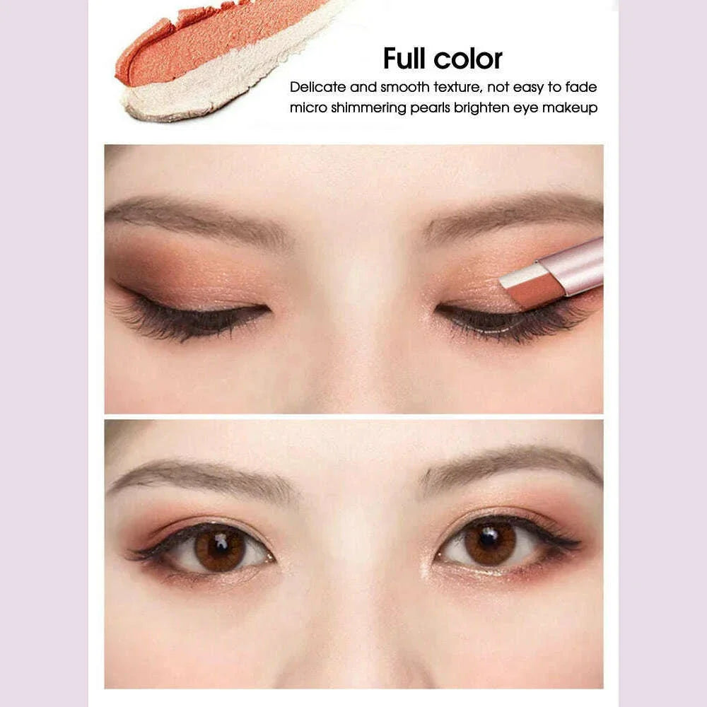 Waterproof Double Color Eye Shadow Stick - Gradient, Sweat-proof, and Smudge-proof Makeup Tool for Easy and Long-lasting