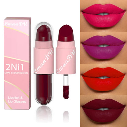 18Color 2 in 1 Sexy Red Brown Matte Liquid Lipstick Double Head Purple Lip Gloss Moisturizer Lasting Waterproof Lip...