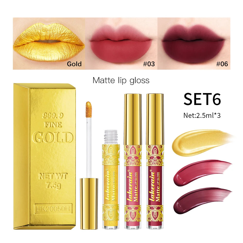 Golden Bar Luxury Lipstick Timeless Velvety Smooth Finish Intense Color Stay Smudge-Proof & Waterproof Valentines Day Gift for H - Kimlud