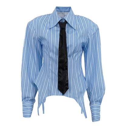 Vintage Stripe Printed Shirts Women Casual Office Long Sleeve Lapel Buttoned Shirt 2026 Spring WOMEN Shirt Korean Style...