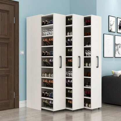 Sliding dustproof shoe cabinet, large capacity wheeled side pull shoe rack storage drawer type seam storage cabinet at home entr - Kimlud