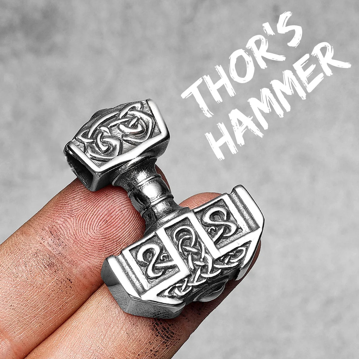Thor's Hammer Men Necklaces With Pendant Stainless Steel Jewelry For Male Women Carving Punk Hip Hop Accessories Gifts...