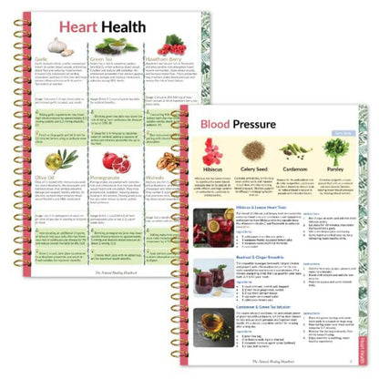 Natural Healing Handbook Spiral Bound Guide With Herbal Remedies And Recipes For Heart Health Blood Sugar Focus Boost 25x17.6cm