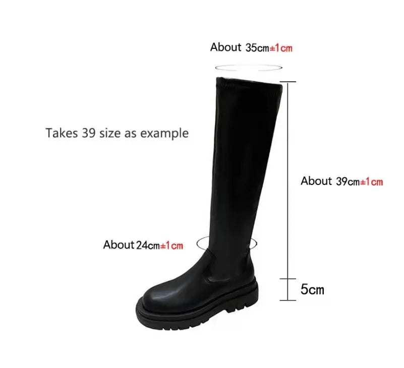Gladiator Motorcycles Over The Knee High Boots Women 2022 Winter New Platform Chelsea Female Shoes Designer Snow Stretch Botas