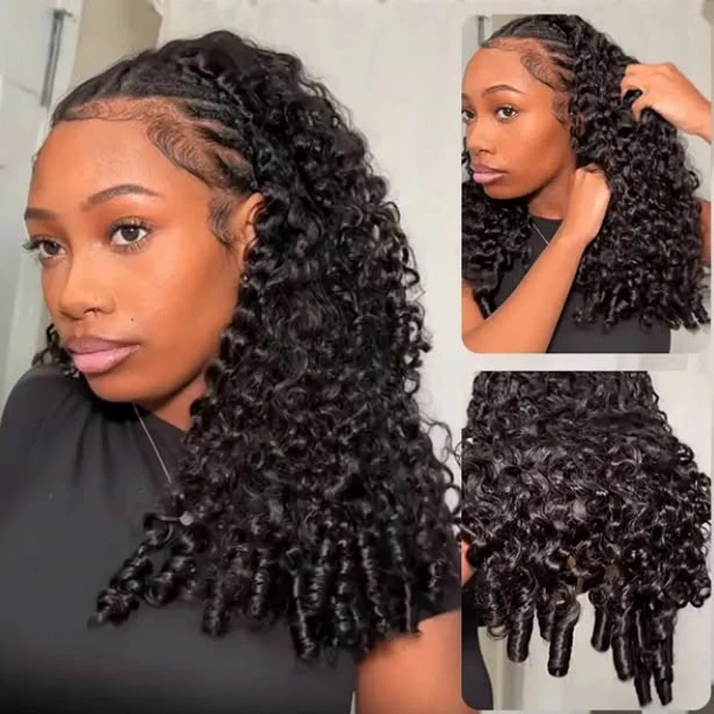 Half Wig Burmese Curly Glueless Human Hair Wigs With Drawstring Seamless Clip 250 Density Beginner Friendly Curly Wigs...