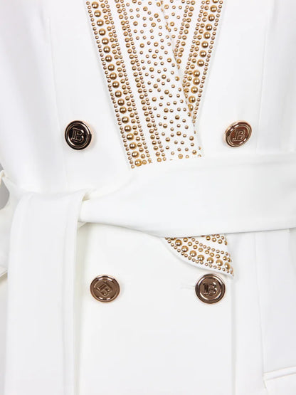 ZOCI Fashion Women's BlazerFashion New Hot Metal Belt Green Fruit Collar Medium Long Quality Women's Suit Jacket 2025 Spring New