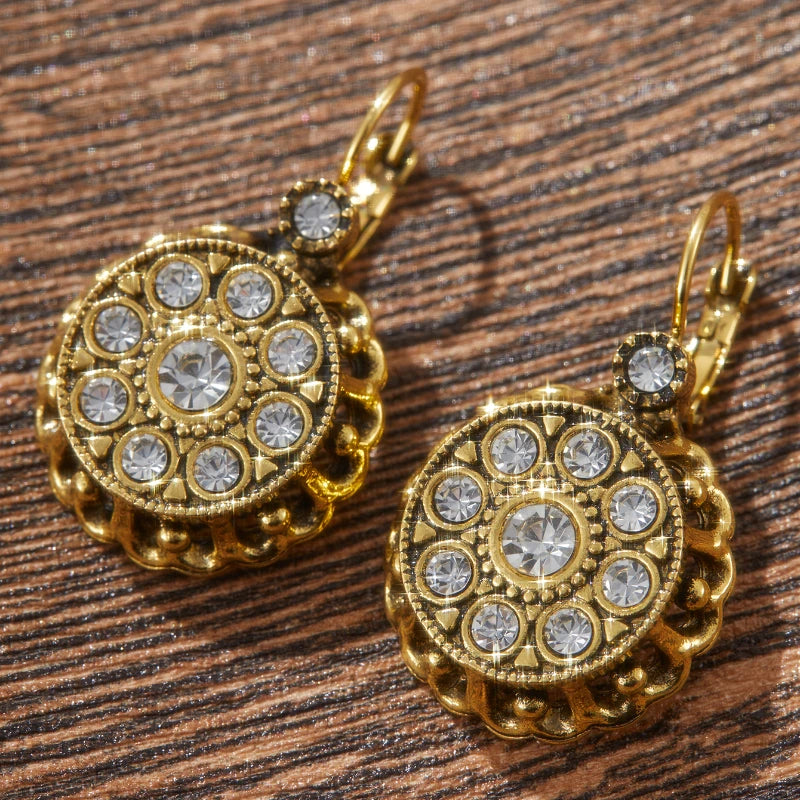 Vintage Elegant Flower Sliver Color Zircon Hook Earrings for Women Ethnic Style Earring Creative Party Jewelry Accessories Gifts
