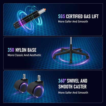 LED Gaming Chair for Children 8-15 Years, Adjustable Gamer Chair with LED Lighting, Footrest & Lumbar Support, Ergonomic PC Chai