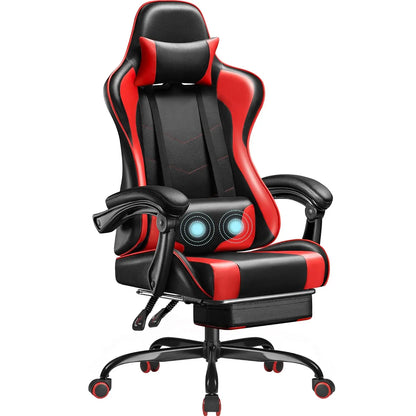 Gaming Chair, Video Game Chair with Footrest and Massage Lumbar Support, Ergonomic Computer Chair Height Adjustable, Customized