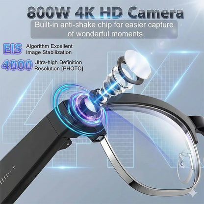 2026 New AI Smart Glasses 4K 8MP HD Camera Video 1080P 100+ Languages Translation WiFi Sunglasses Bluetooth Call Music...
