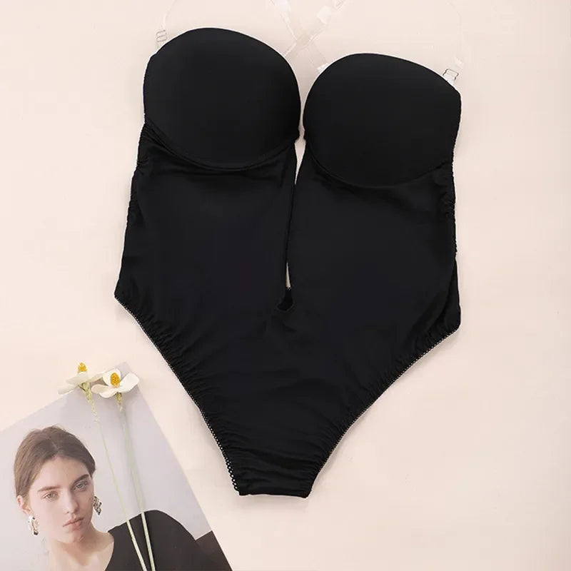 Women Body Shaper Bra Backless Bodysuits Thong Invisible Tummy Control Shapewear Girdle Sheath Slimming Underwear Push Up Corset
