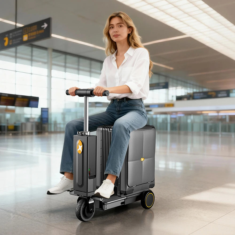 Smart Airwheels Rideable Electric Suitcase Motorized Luggage USB Port Aluminum Frame Carry on with Battery | Kimlud...