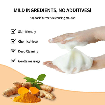 Lakerain 100ml Turmeric Cleansing Mousse Brightening Face Wash Foam Face Cleanser Oil Control Blackhead Remover Skin Cleansing
