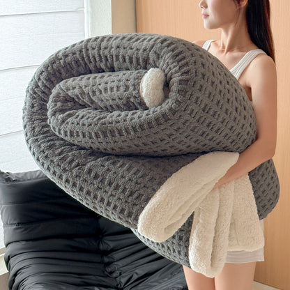 Autumn Winter Thick Warm Fleece Blanket Double Layer Artificial Lambswool Throws Blankets for Sofa or Bed Queen Double Comforter