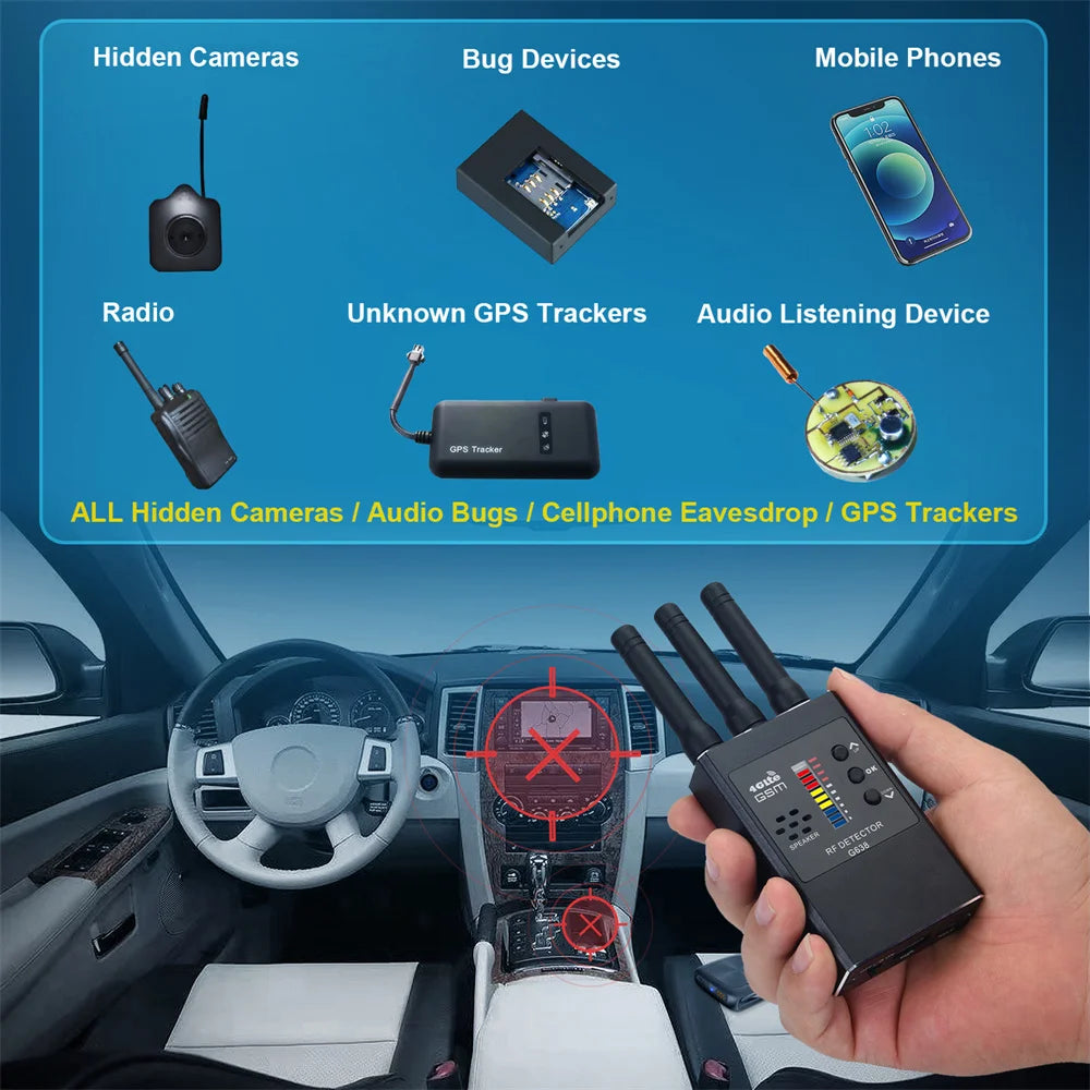 G638 Anti Spy Wireless RF Signal Detector Bug GSM GPS Tracker Hidden Camera Eavesdropping Device Military Professional...
