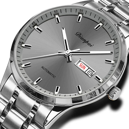 Men's luxury automatic mechanical watch, made of stainless steel material, luminous, date display, circular dial - ideal gift fo