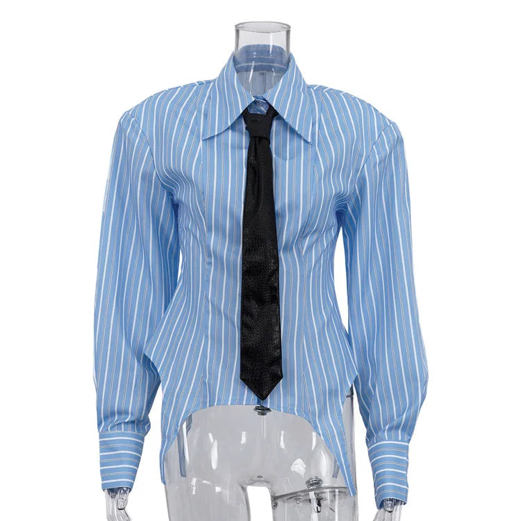 Vintage Stripe Printed Shirts Women Casual Office Long Sleeve Lapel Buttoned Shirt 2026 Spring WOMEN Shirt Korean Style...