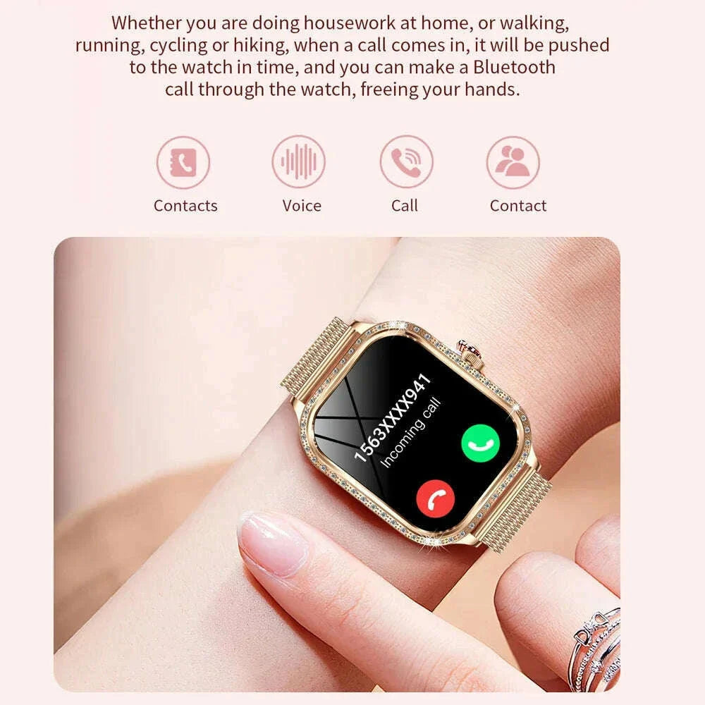 2025 New Lady Smart Watch Women AMOLED Curved Screen IP68 Waterproof Health Call Smartwatch For Samsung Huawei Apple Watch 4 ios