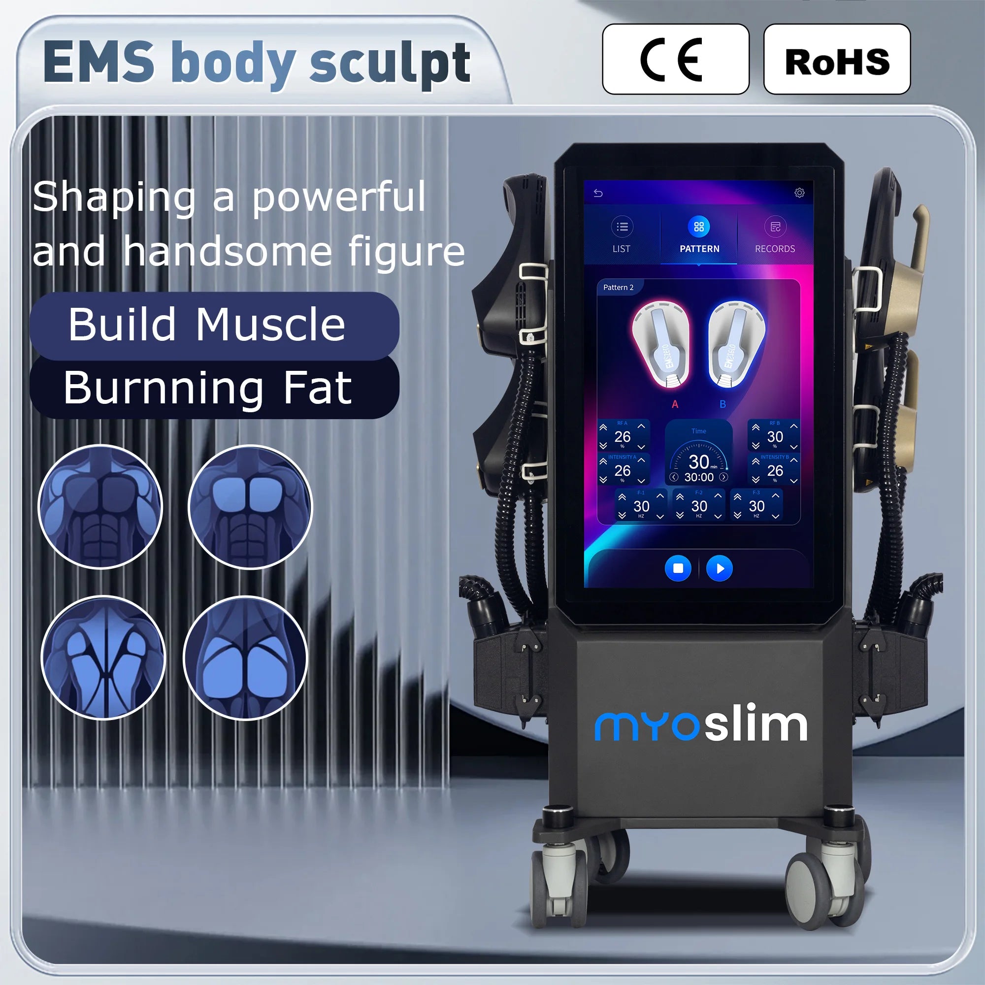 MYoslim Sculpt Machine  6500W EMS 15Tesla  RF Fat Slimming Burning Muscle Stimulation Body Sculpting 15 Electromagnetic Therapy