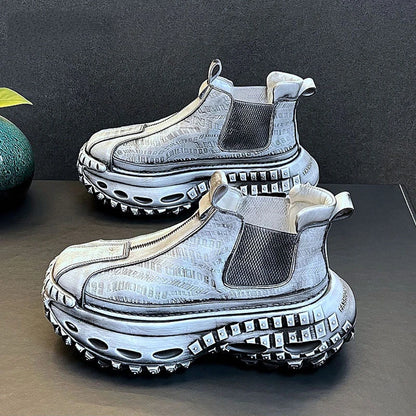 High Quality Safety Walking Sneakers Men Leather Boots Retro Style Trend Gothic Rock Knight Boots Men's Casual Shoes Warm Boot