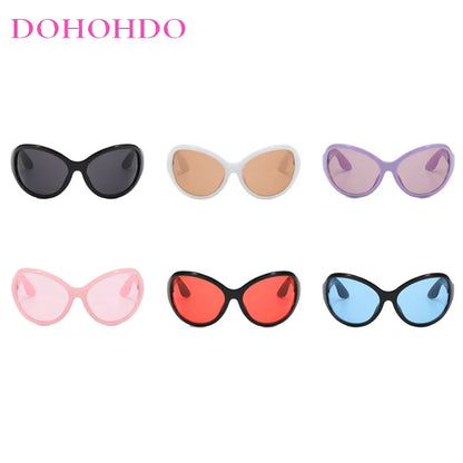 Punk Oversized Oval Frame Trendy Cycling Women's Sunglasses New Luxury Design Men Sunglass Drive Sports Windproof Goggles UV400 - Kimlud