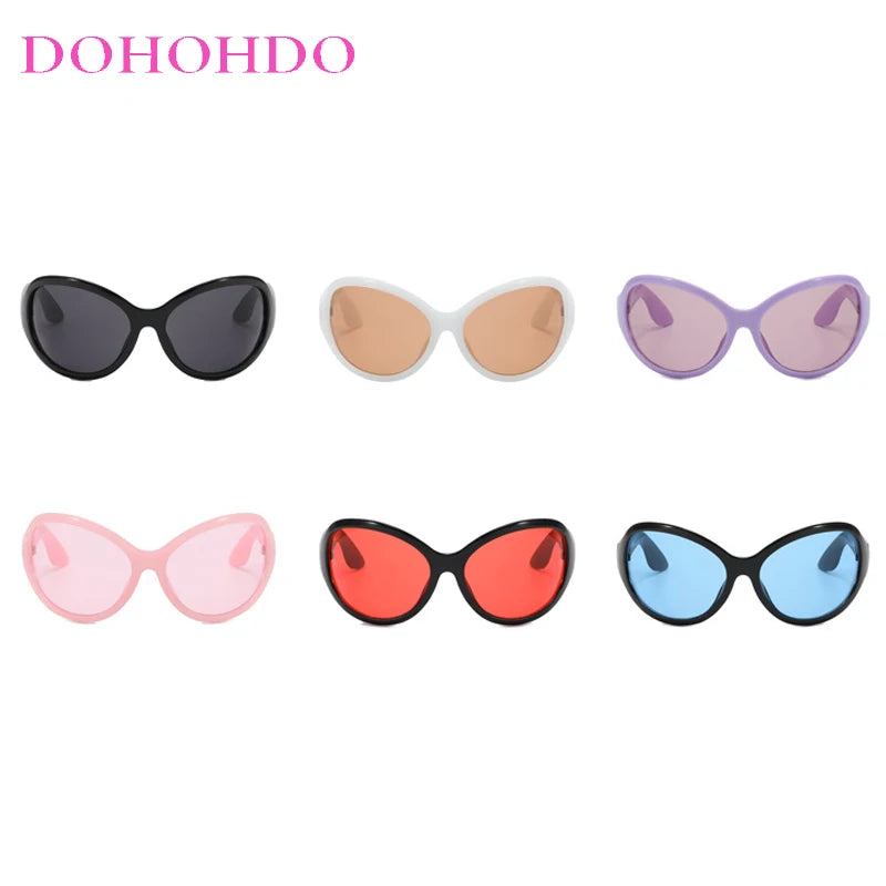 Punk Oversized Oval Frame Trendy Cycling Women's Sunglasses New Luxury Design Men Sunglass Drive Sports Windproof Goggles UV400 - Kimlud