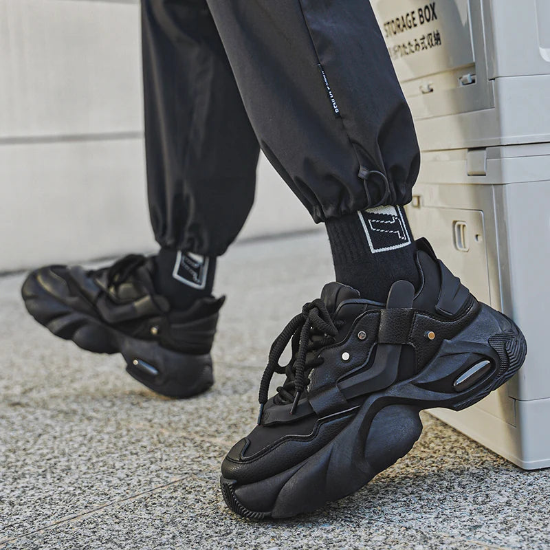 Men's Thick-soled Height-increasing Casual Sports Shoes, Low-top Lace-up Style, Wear-resistant Sole, Comfortable and Anti-slip,