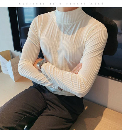 New Gold Velvet T Shirt Men Clothing Fashion Trend Male Luxury Prom Party Long-sleeved Striped Pullover Tops Homme - Kimlud