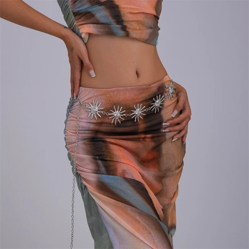 Ethnic Style Waist Chain Accessories Bohemia Versatile Belt Women's Dress High-end Waistband Retro Metal Star Sun Belly Chain - Kimlud