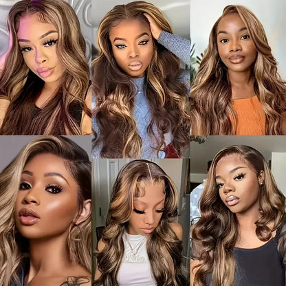 Highlight Body Wave Human Hair Wigs Pre Plucked 13x6 HD Lace Frontal Wigs On Sale Honey Blonde 13x4 HD Lace Front Human Hair Wig